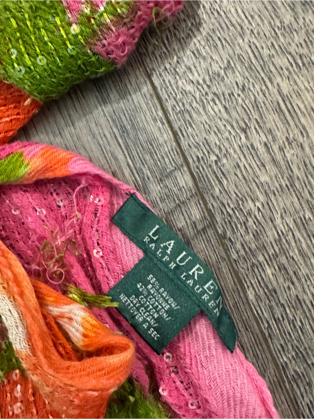 Polo by Ralph Lauren Pink Orange Green Multi-Color Lightweight Scarf